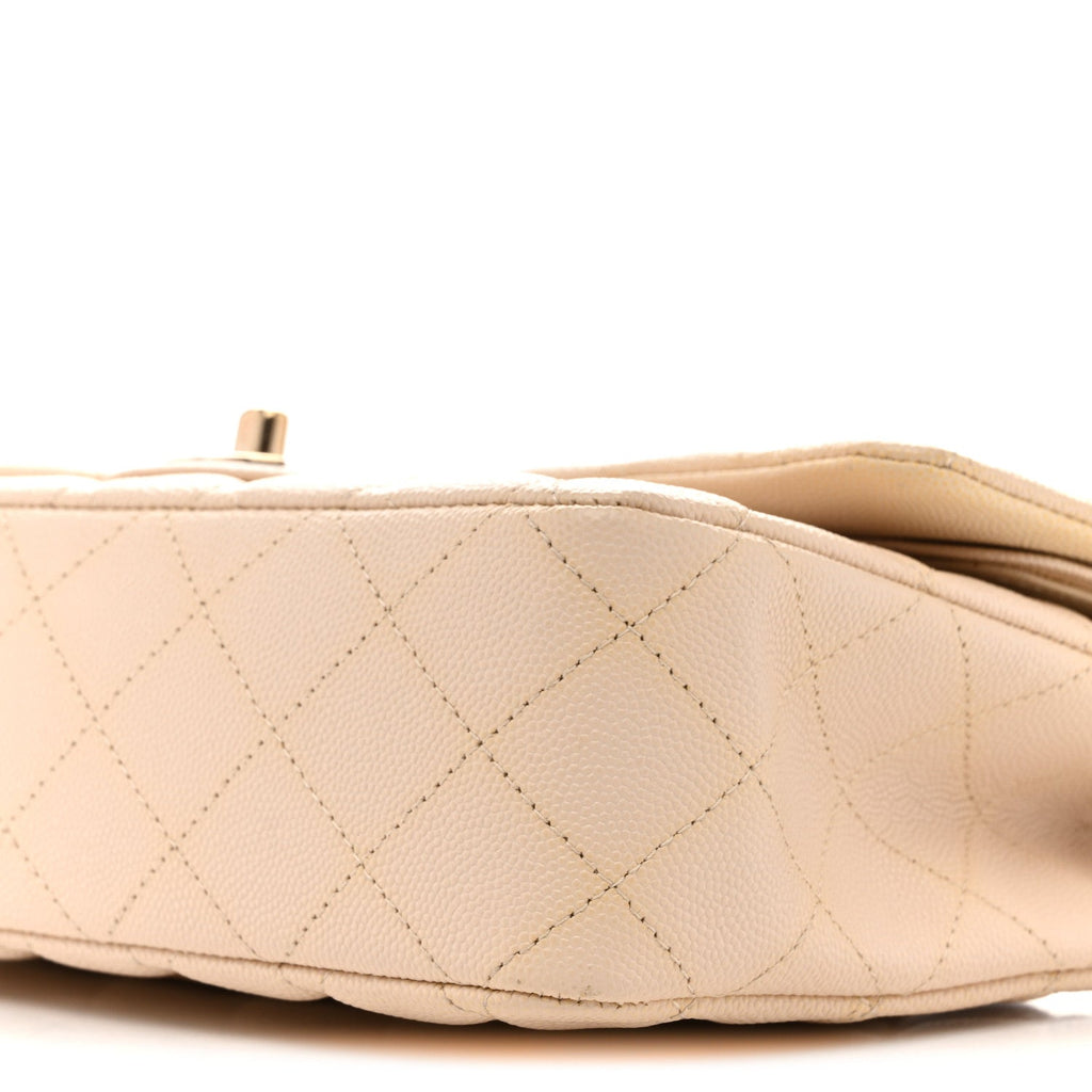Chanel Caviar Quilted Medium Double Flap Light Beige