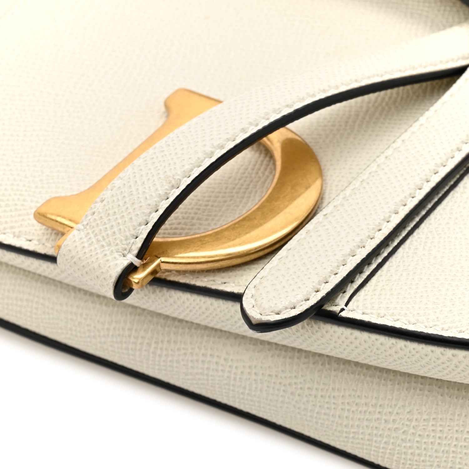 Christian Dior Grained Calfskin Saddle Bag White