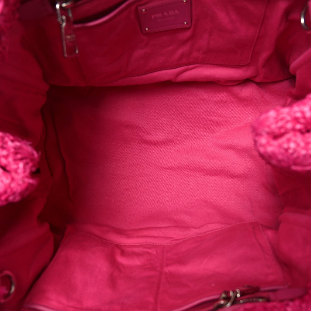 Prada Raffia Crochet Tote Fuchsia