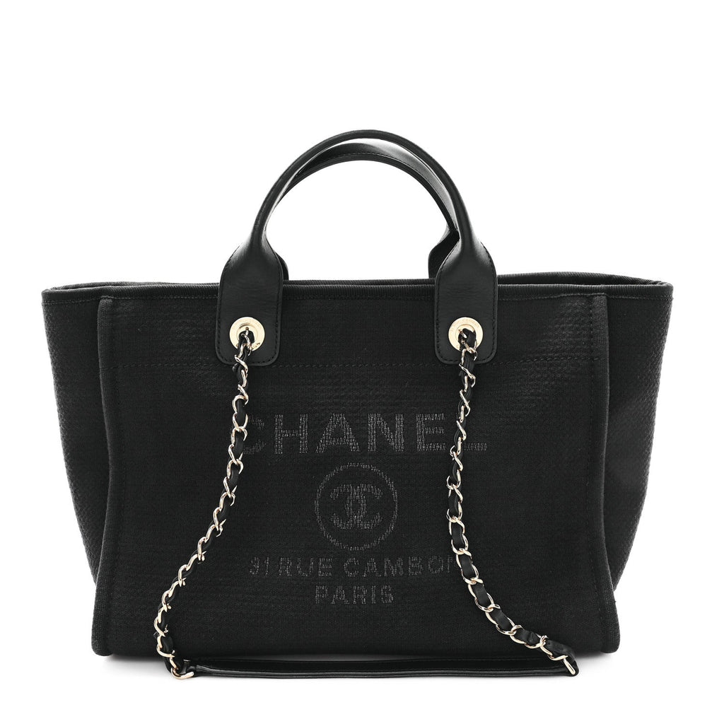 Chanel Mixed Fibers Small Deauville Tote Black