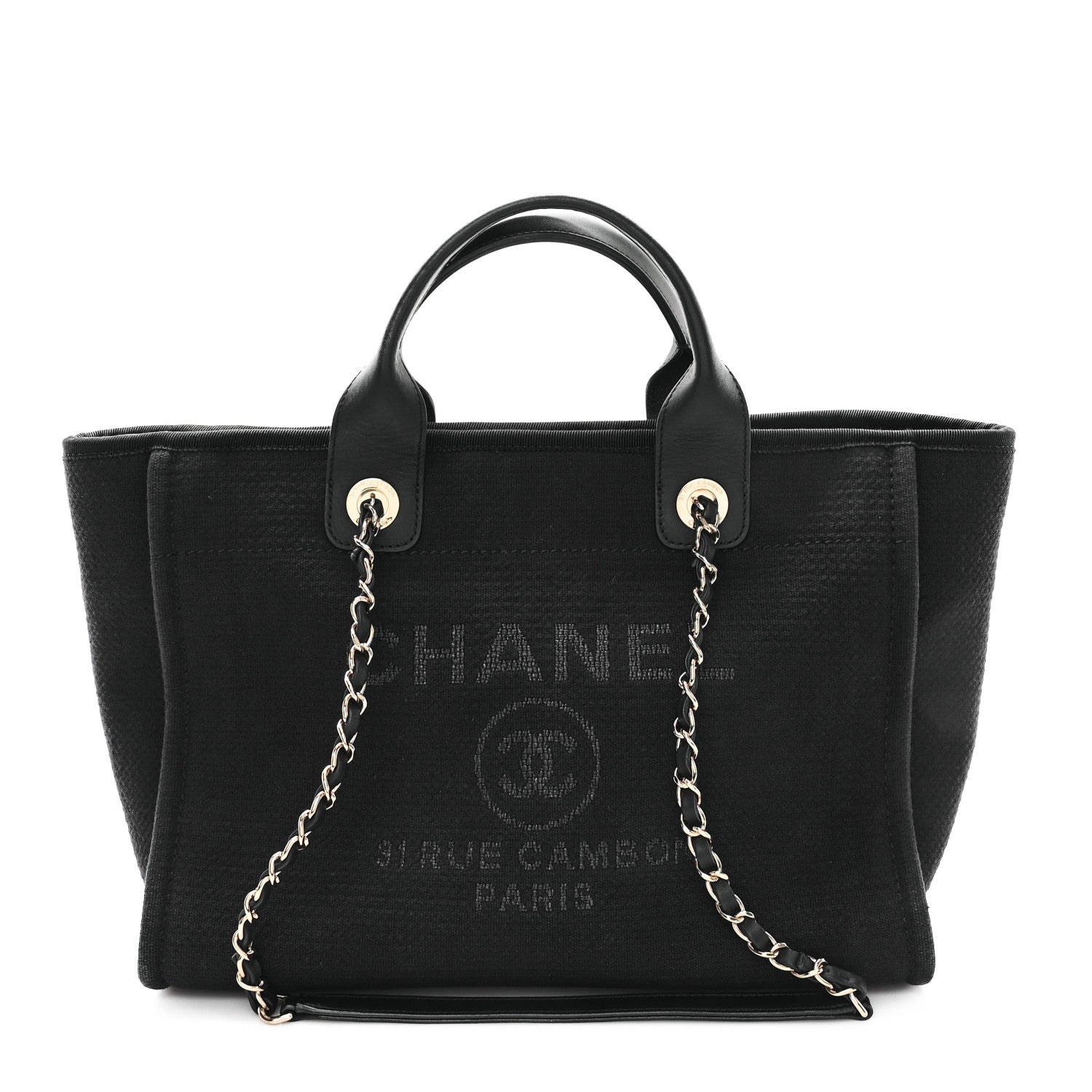 Chanel Mixed Fibers Small Deauville Tote Black