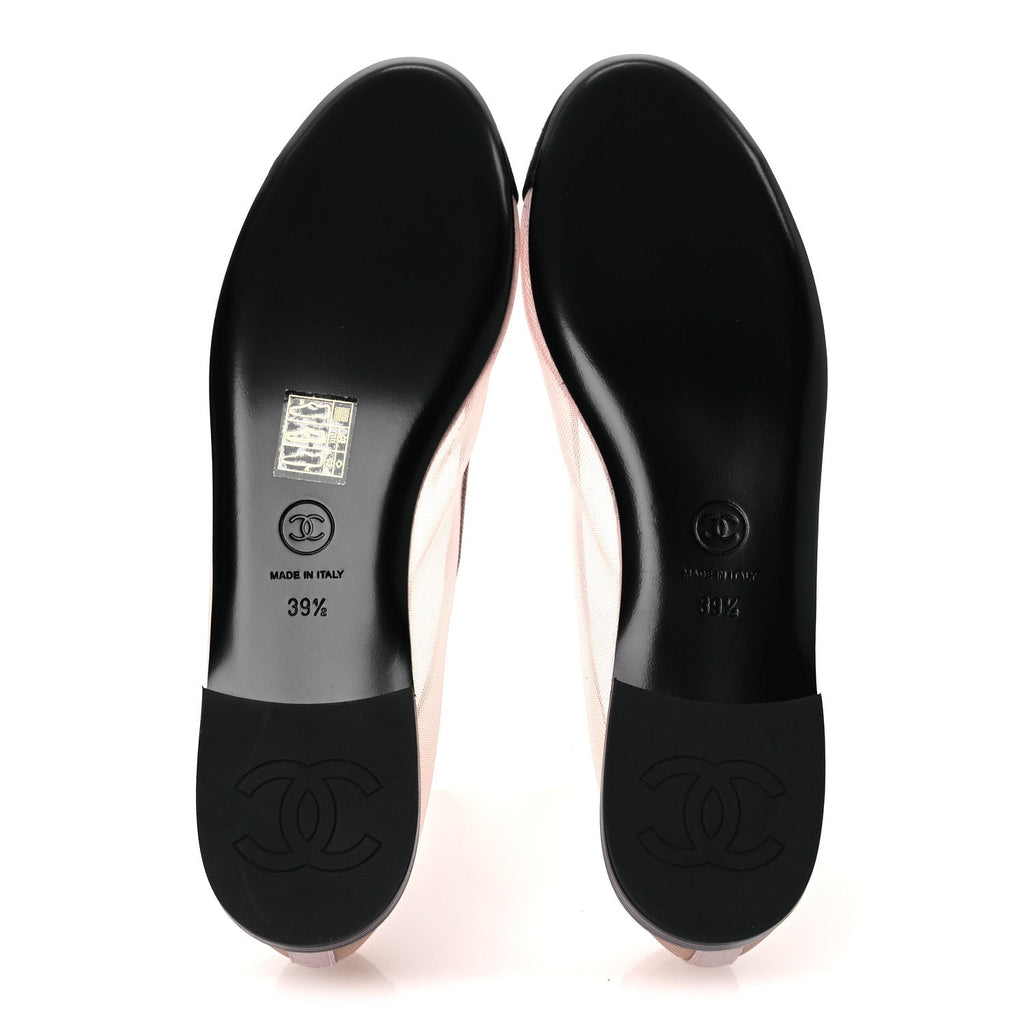 Mesh Grosgrain CC Ballerina Flats 39.5 Pink Black