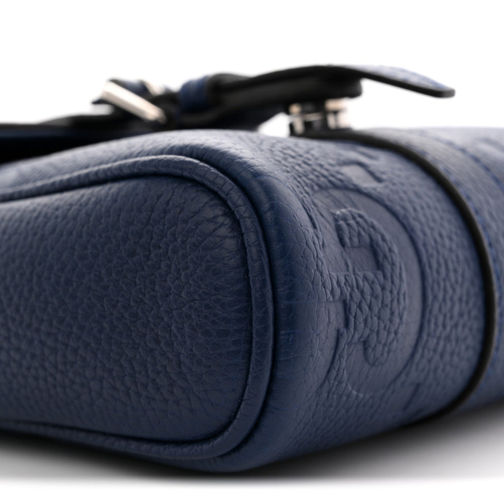 Gucci Piuma Calfskin Jumbo GG Embossed Small Messenger Bag Royale