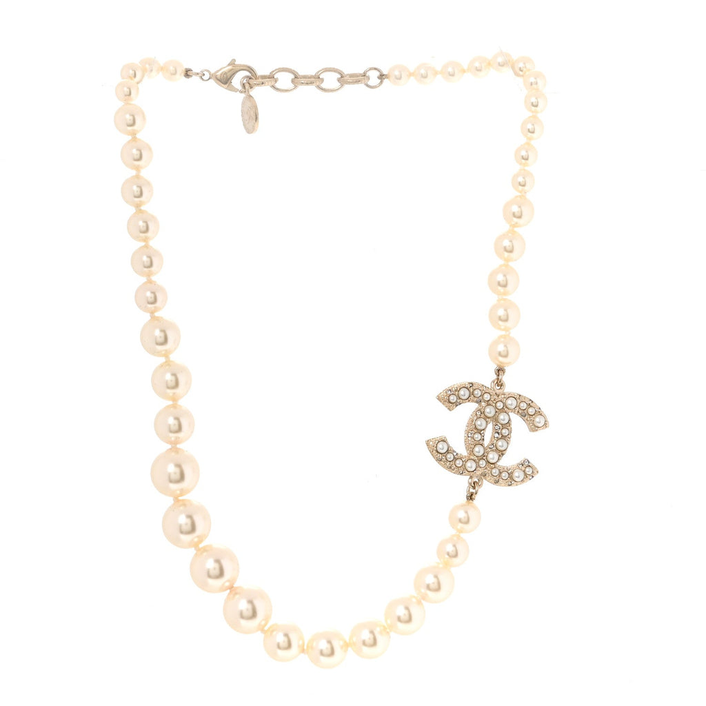 Pearl CC 100th Anniversary Necklace Light Gold
