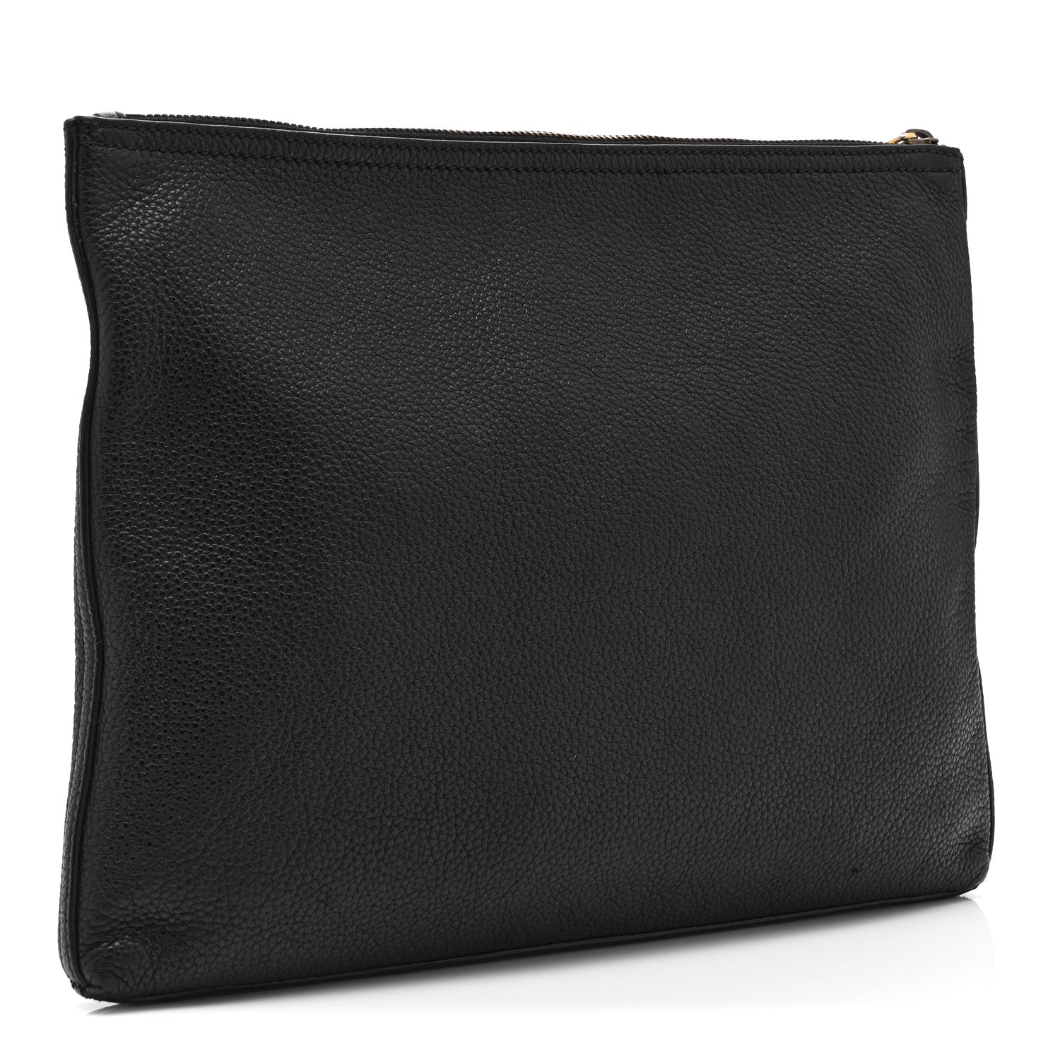 Gucci Pebbled Calfskin Medium Logo Portfolio Clutch Black