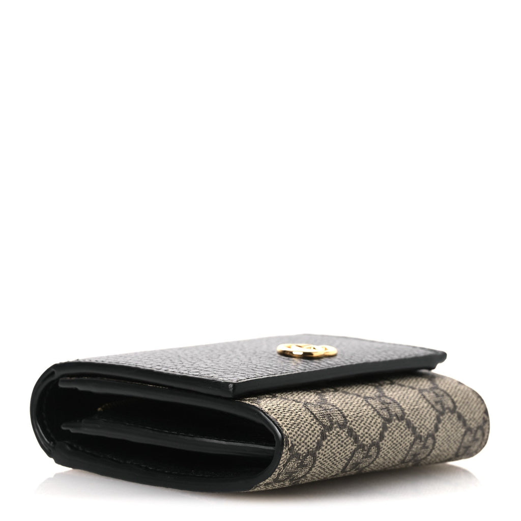 Gucci Dollar Calfskin GG Supreme Monogram Medium GG Marmont Wallet Black Beige Ebony