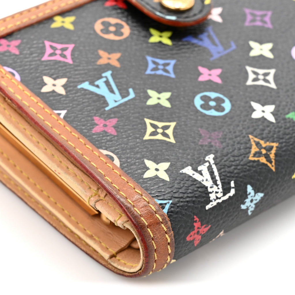 Louis Vuitton Monogram Multicolor French Purse Wallet Black