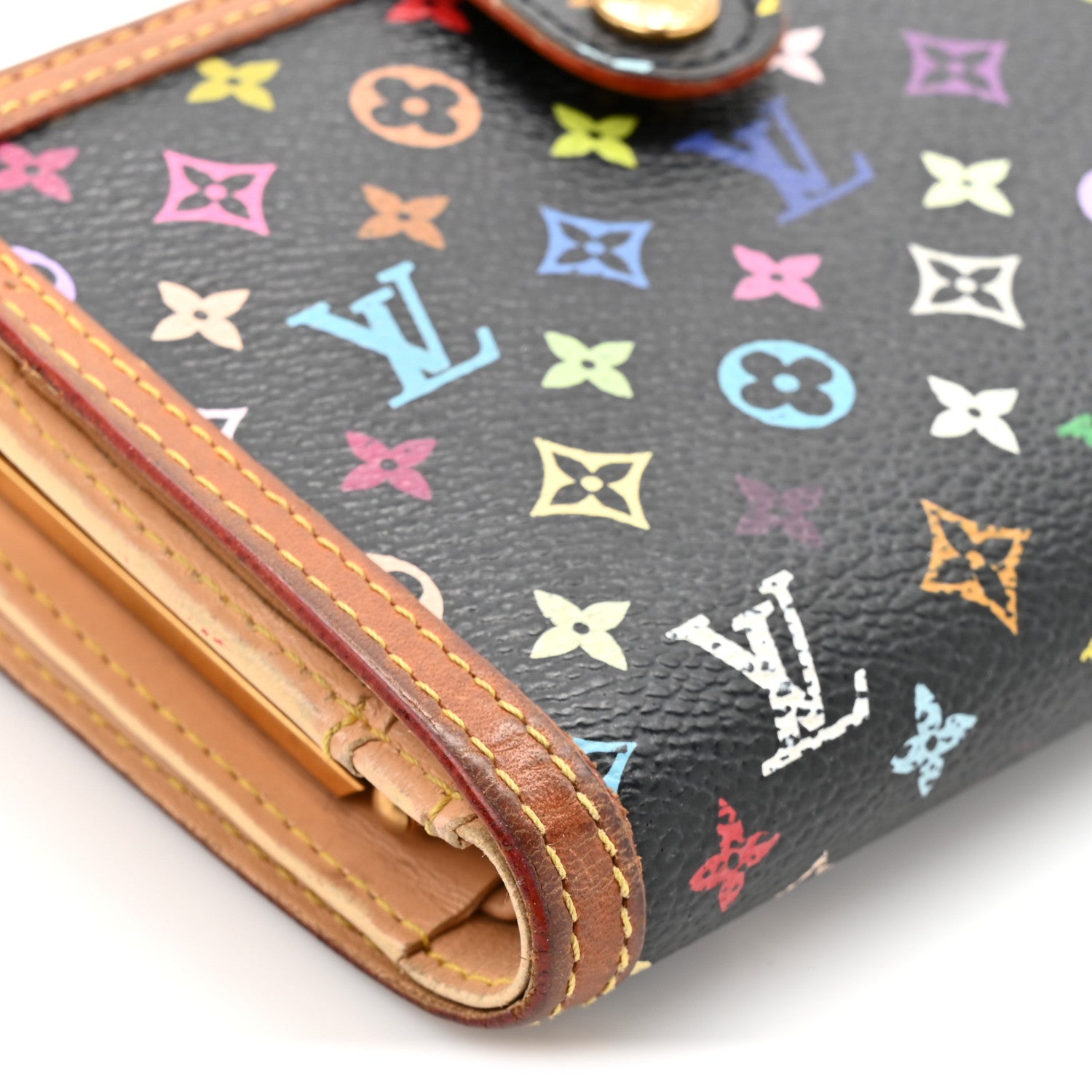 Louis Vuitton Monogram Multicolor French Purse Wallet Black
