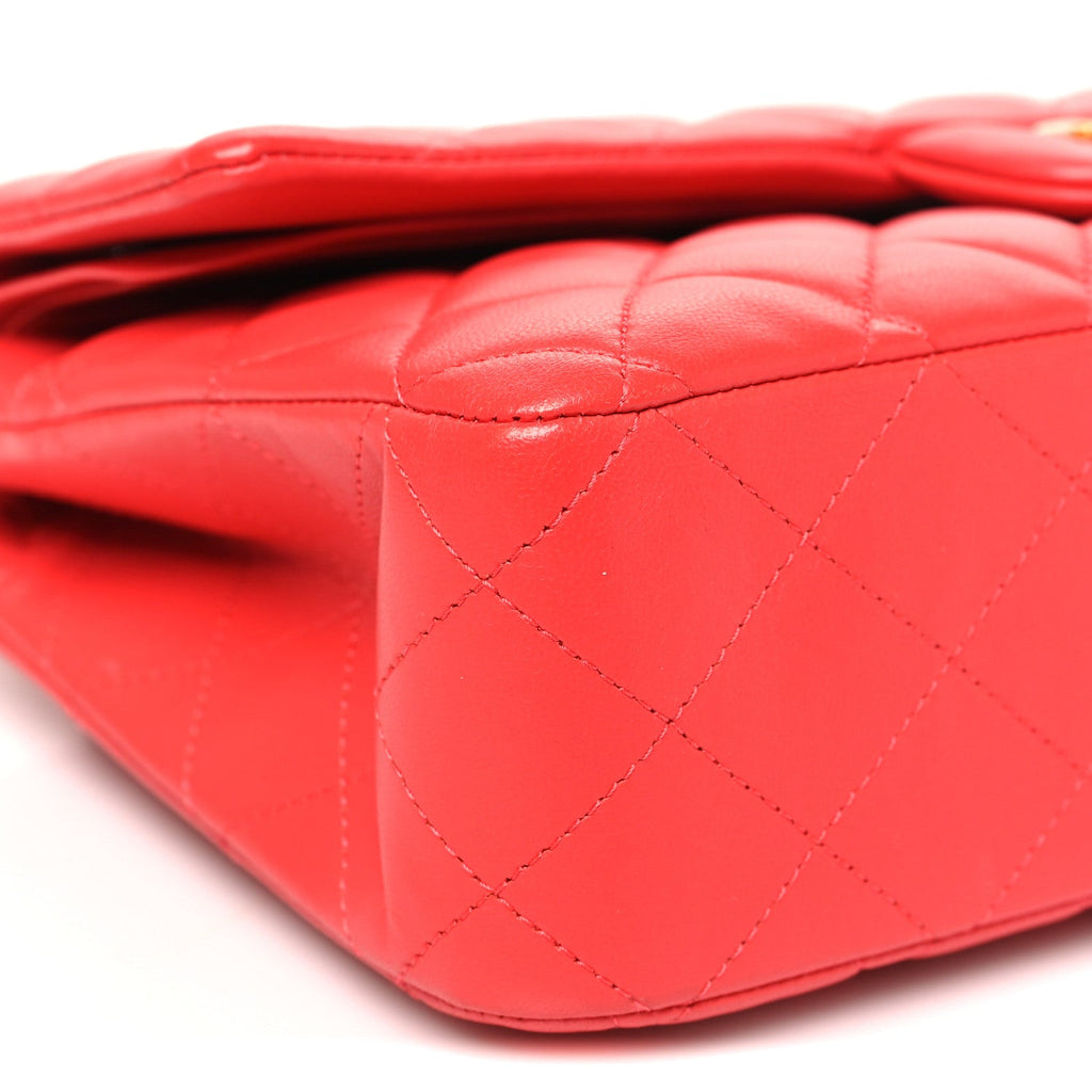 Chanel Lambskin Quilted Medium Double Flap Dark Pink