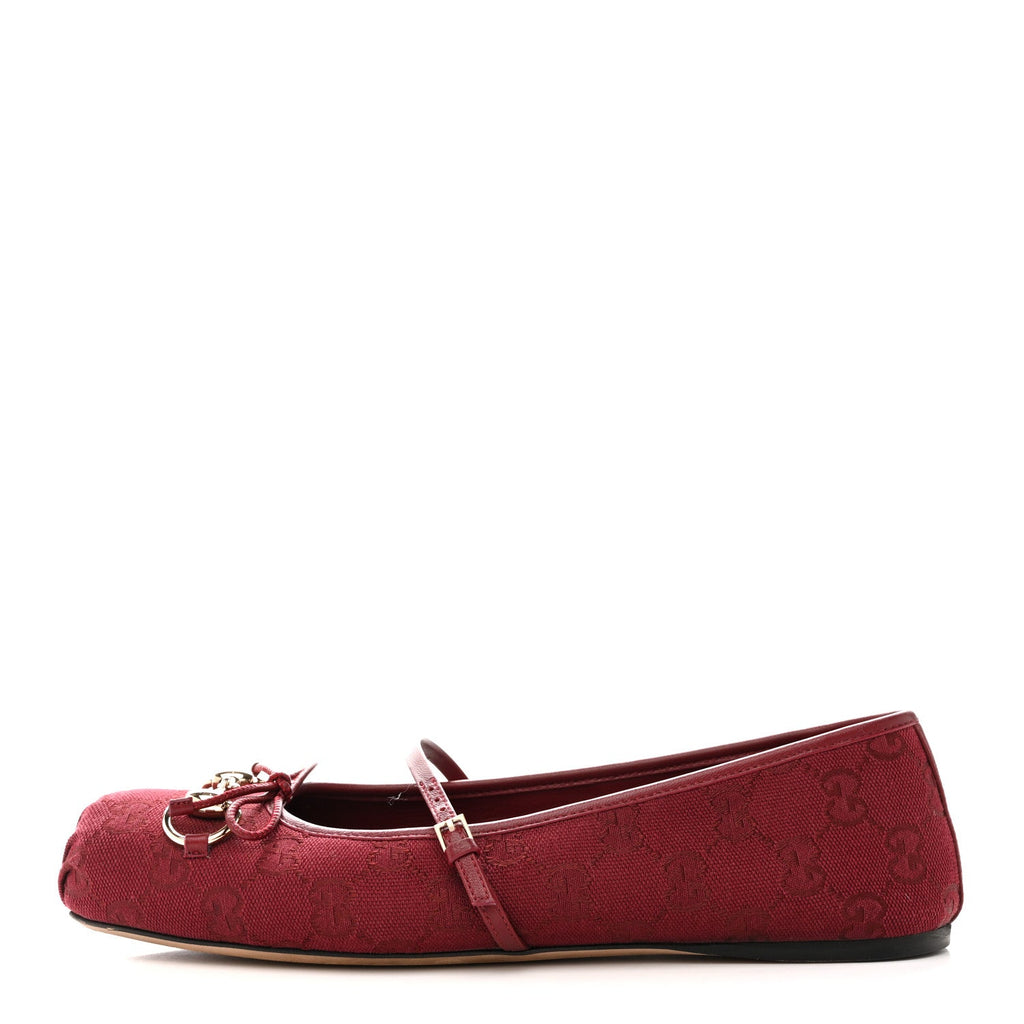 Gucci GG Monogram Horsebit Ballet Flats 40 Rosso Ancora