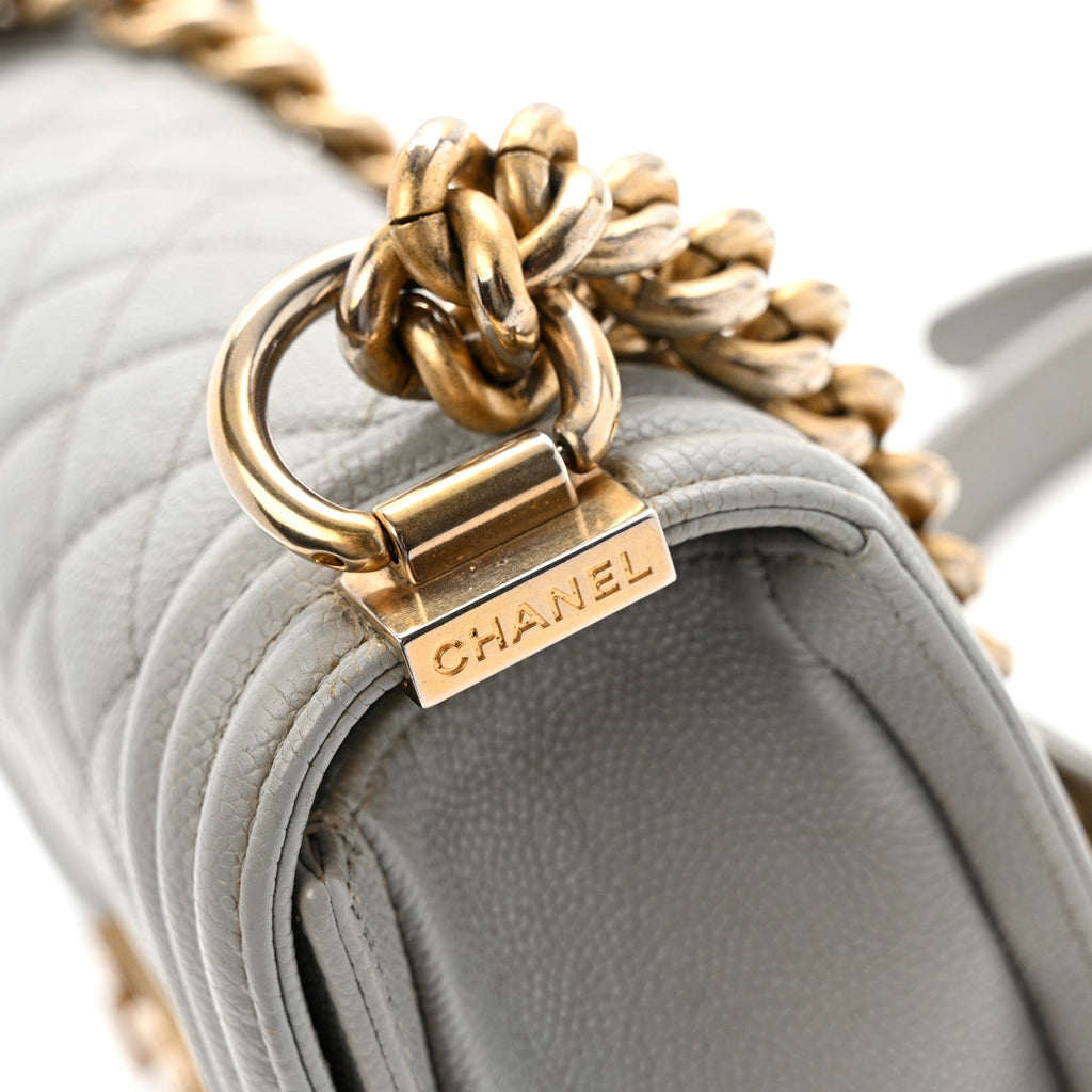 Chanel Caviar Quilted Small Boy Flap Light Grey