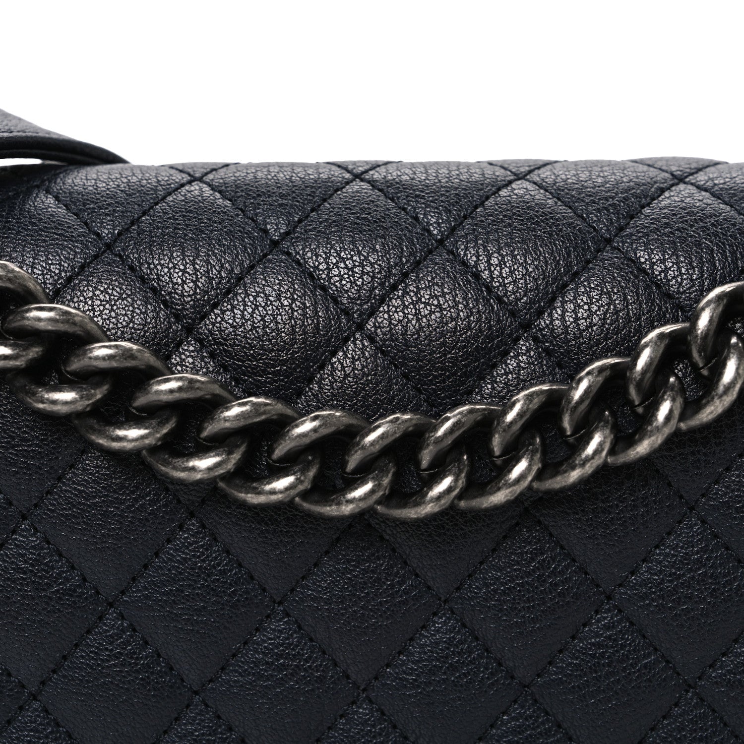 Chanel Goatskin Quilted Patent Medium Duo Boy Flap Black