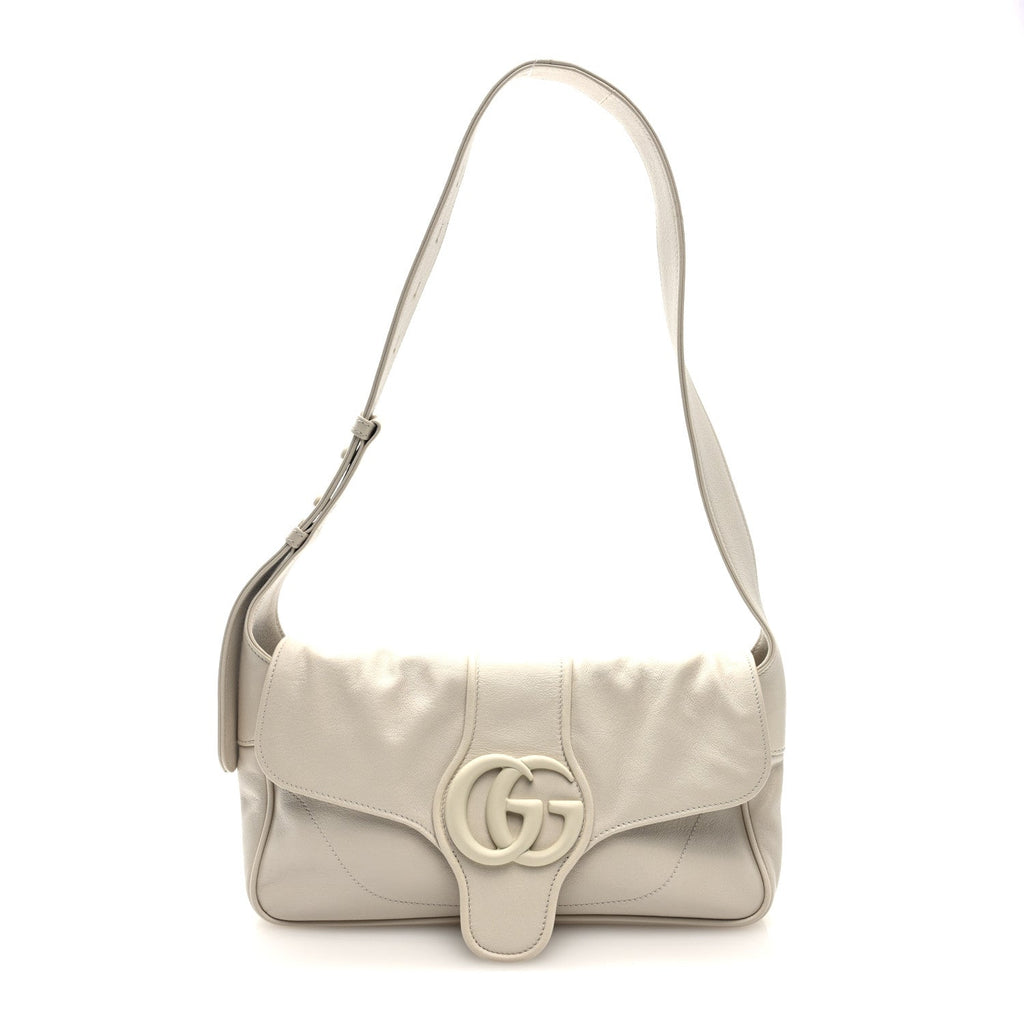Gucci Goatskin Small GG Monochrome Aphrodite Shoulder Bag Mystic White