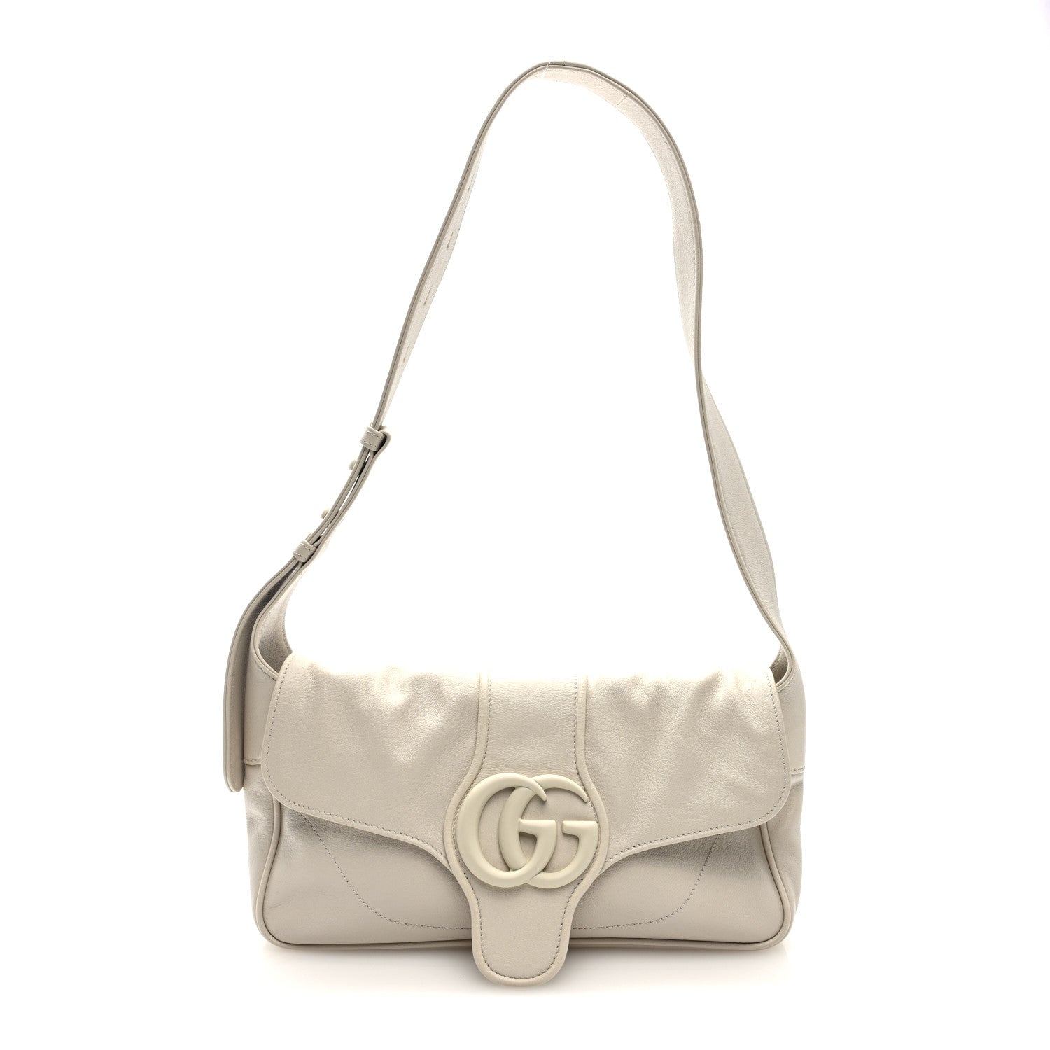 Gucci Goatskin Small GG Monochrome Aphrodite Shoulder Bag Mystic White