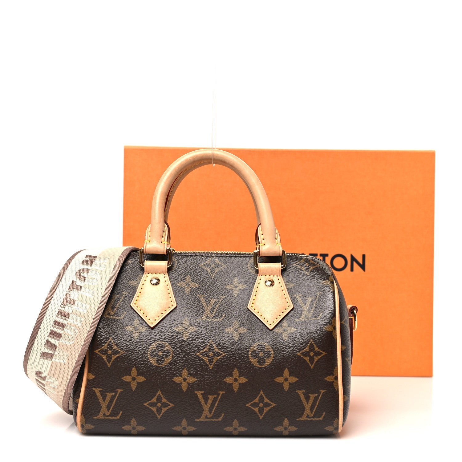 Louis Vuitton Monogram Speedy Bandouliere 20 Beige