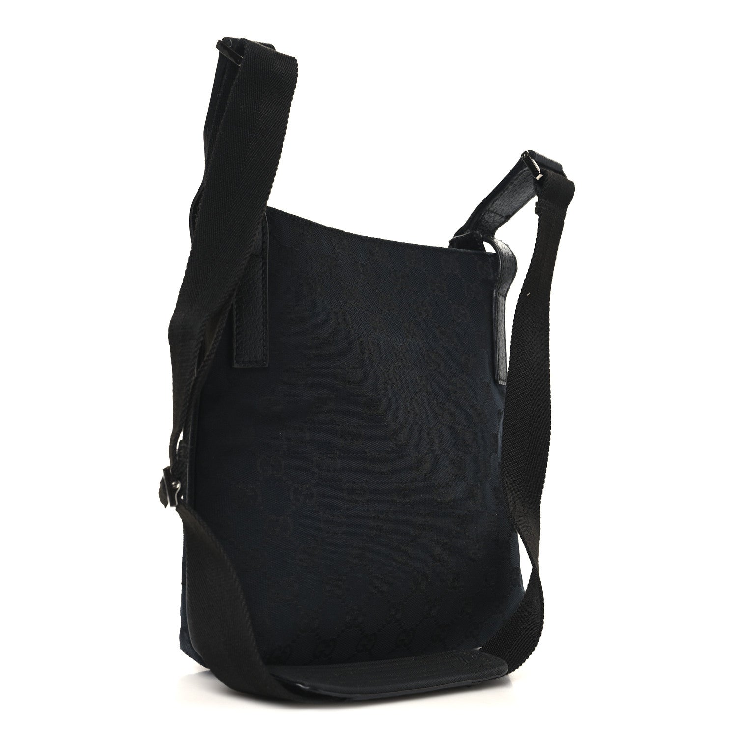 Gucci Monogram Flat Messenger Bag Black