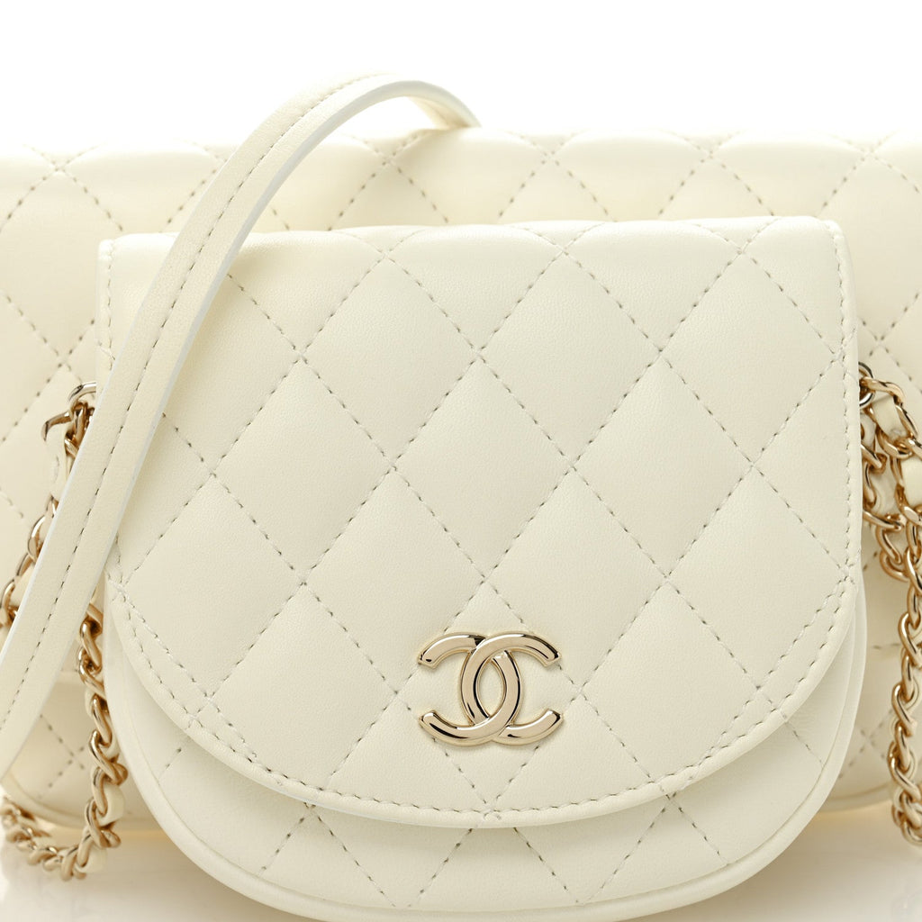 Chanel Lambskin Quilted Side Packs White