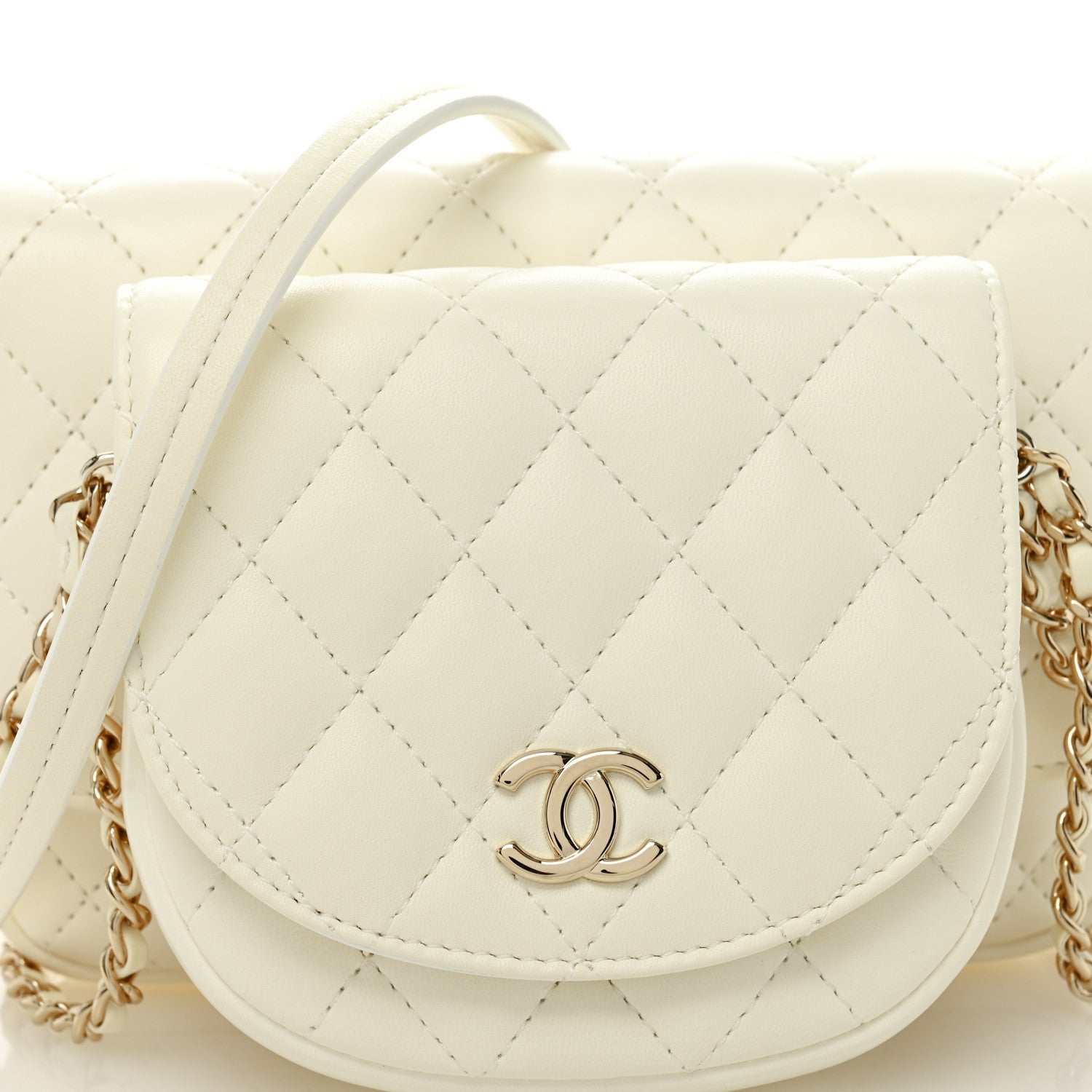 Chanel Lambskin Quilted Side Packs White