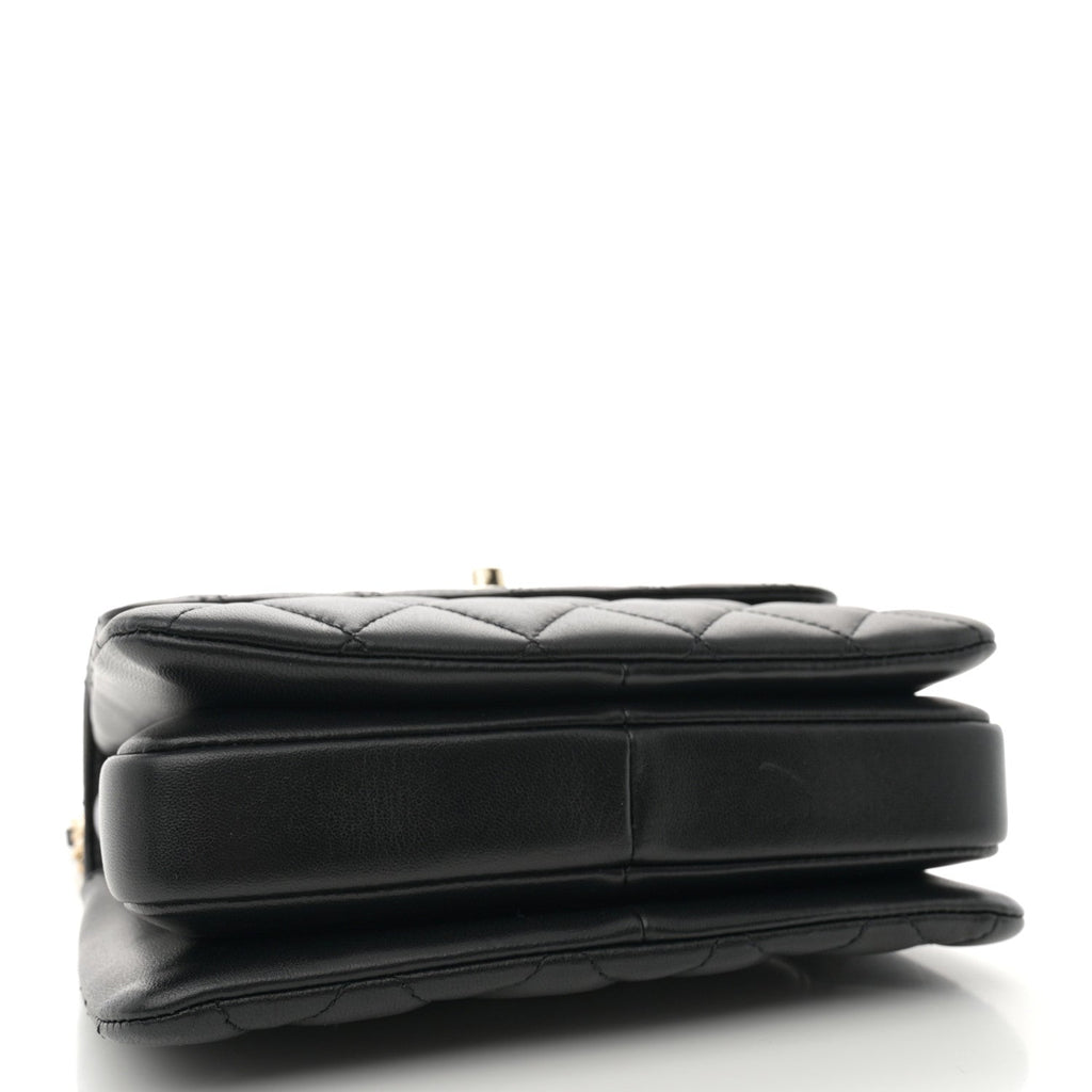 Chanel Lambskin Quilted Mini Trendy CC Dual Handle Flap Bag Black