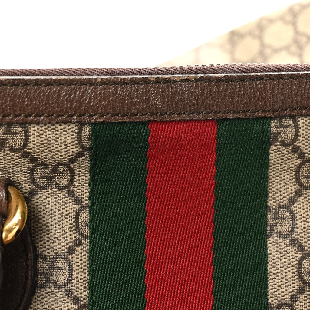 Gucci GG Supreme Monogram Textured Dollar Calfskin Web Medium Ophidia Carry-On Duffle Bag Beige Ebony New Acero