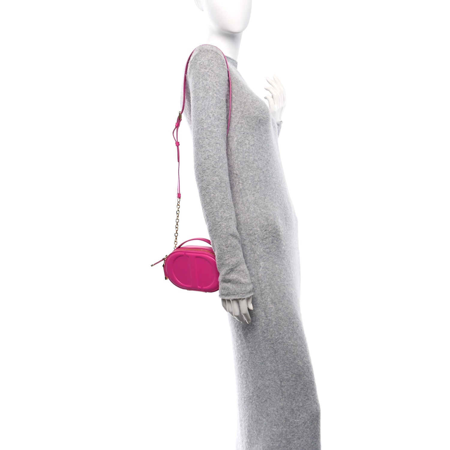 Christian Dior Calfskin CD Signature Oval Crossbody Camera Bag Rani Pink