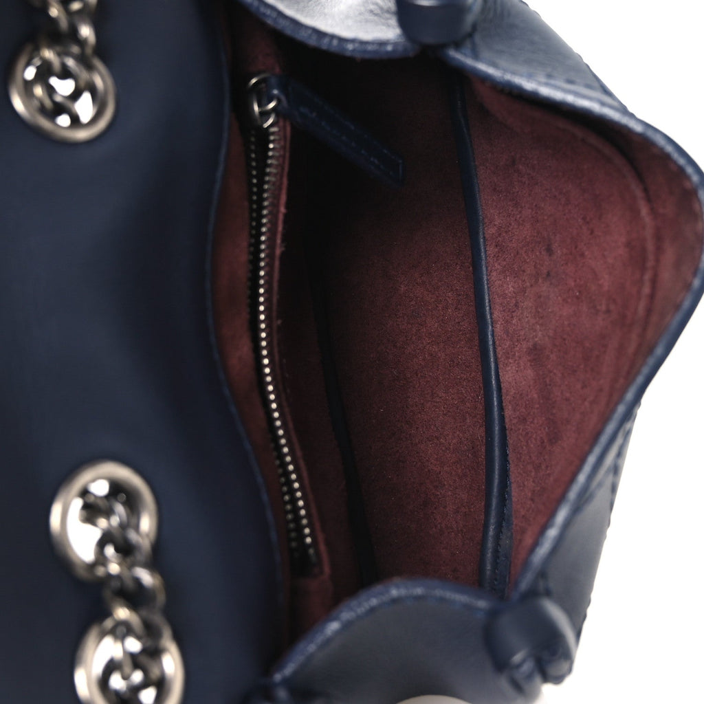 Chanel Calfskin Stitch CC Small Flap Navy Blue