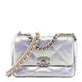 Chanel Iridescent Calfskin Quilted Medium Chanel 19 Flap Light Purple Blue