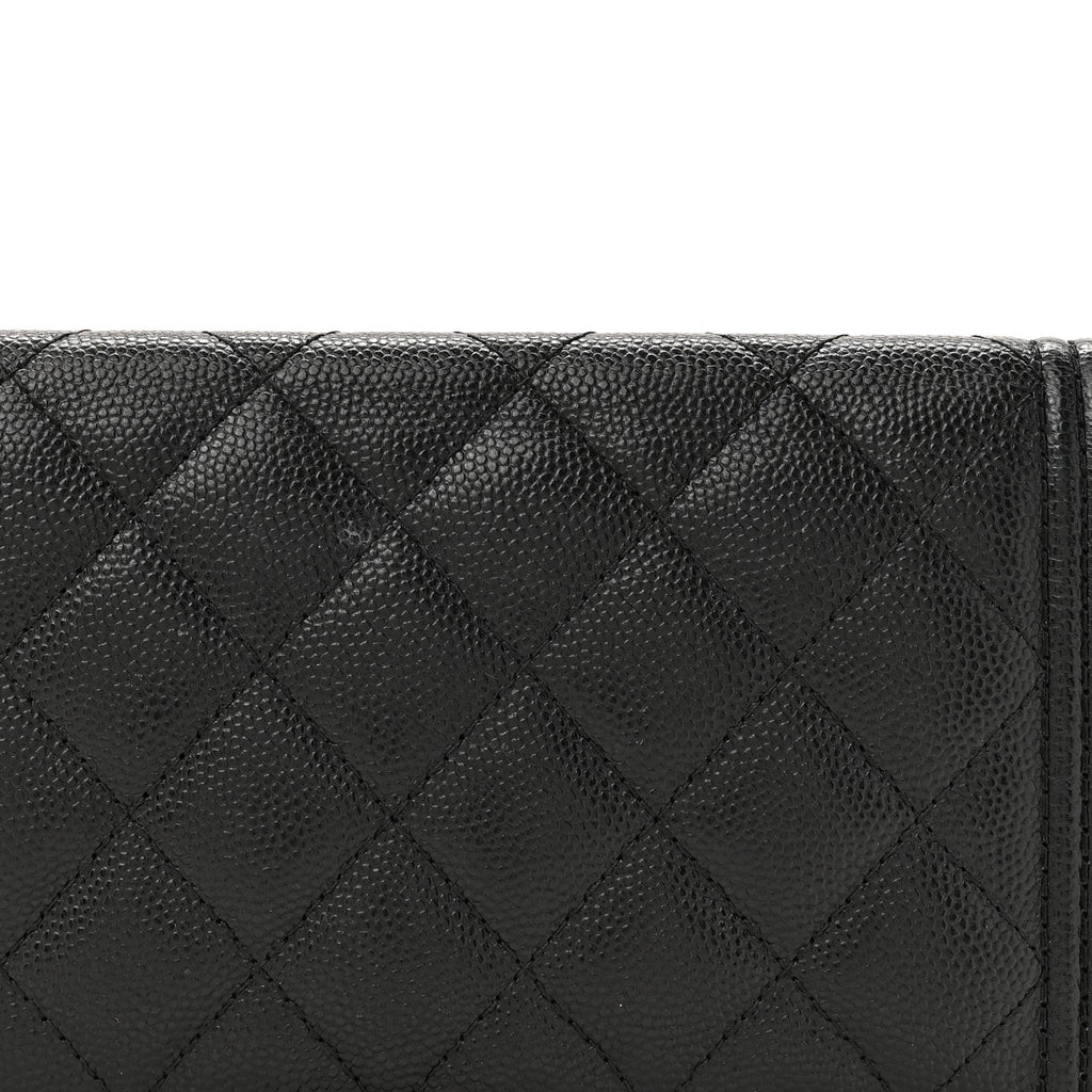 Caviar Quilted Boy Yen Wallet Black