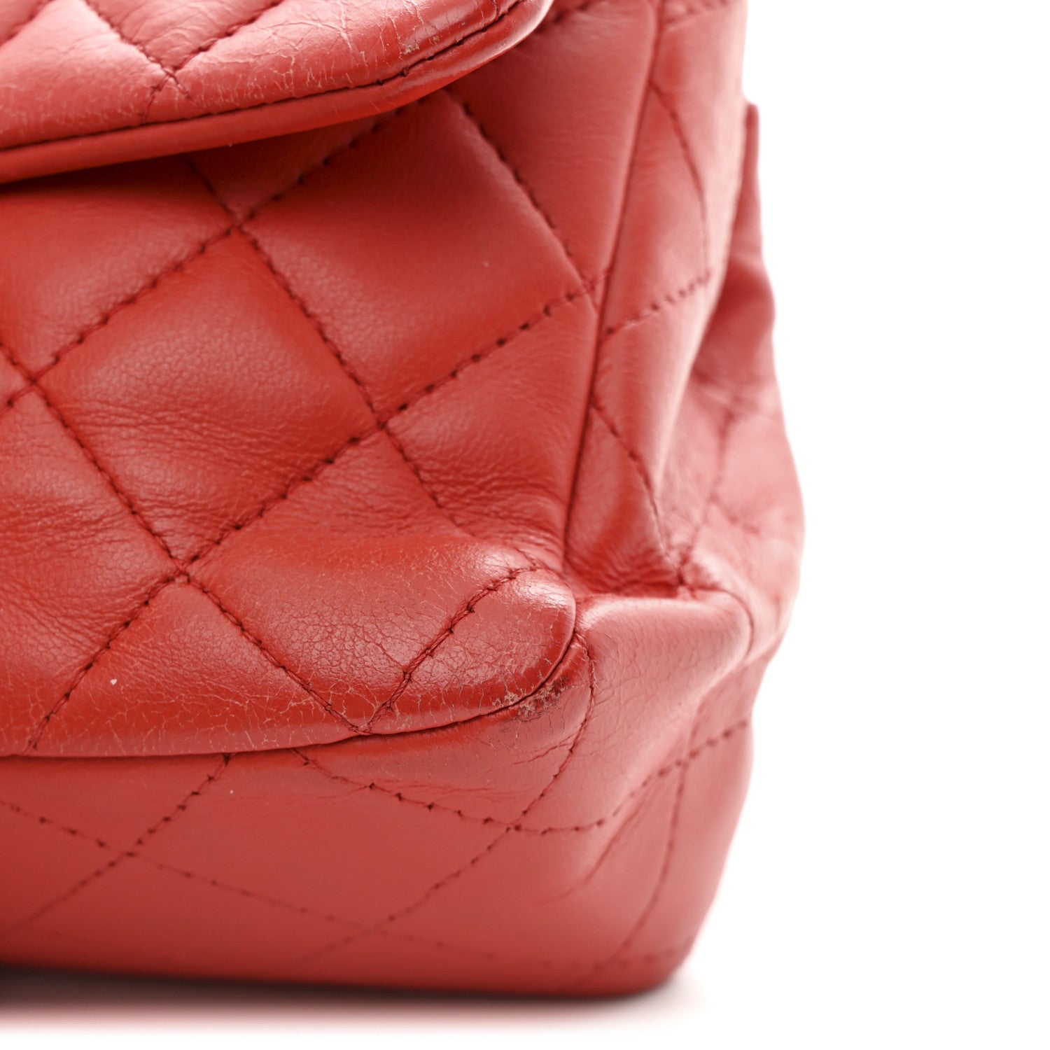 Chanel Lambskin Quilted Mini Rectangular Flap Red