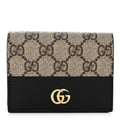 Gucci Dollar Calfskin GG Supreme Monogram GG Marmont Card Case Black Beige Ebony