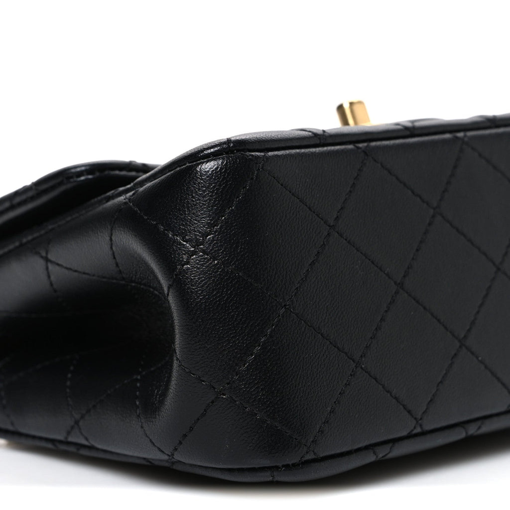 Chanel Lambskin Quilted Mini Sweet Camellia Flap Black