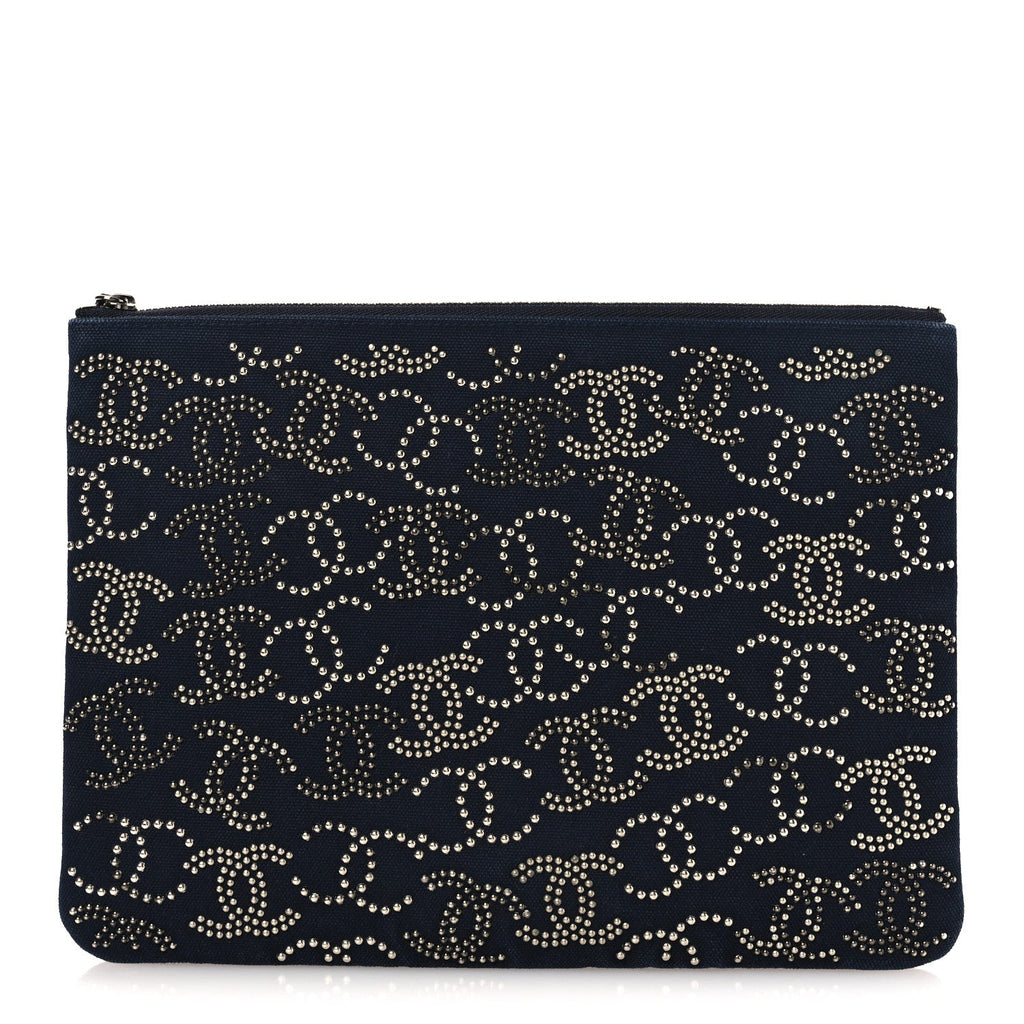 Canvas Studded CC Medium Cosmetic Pouch Navy