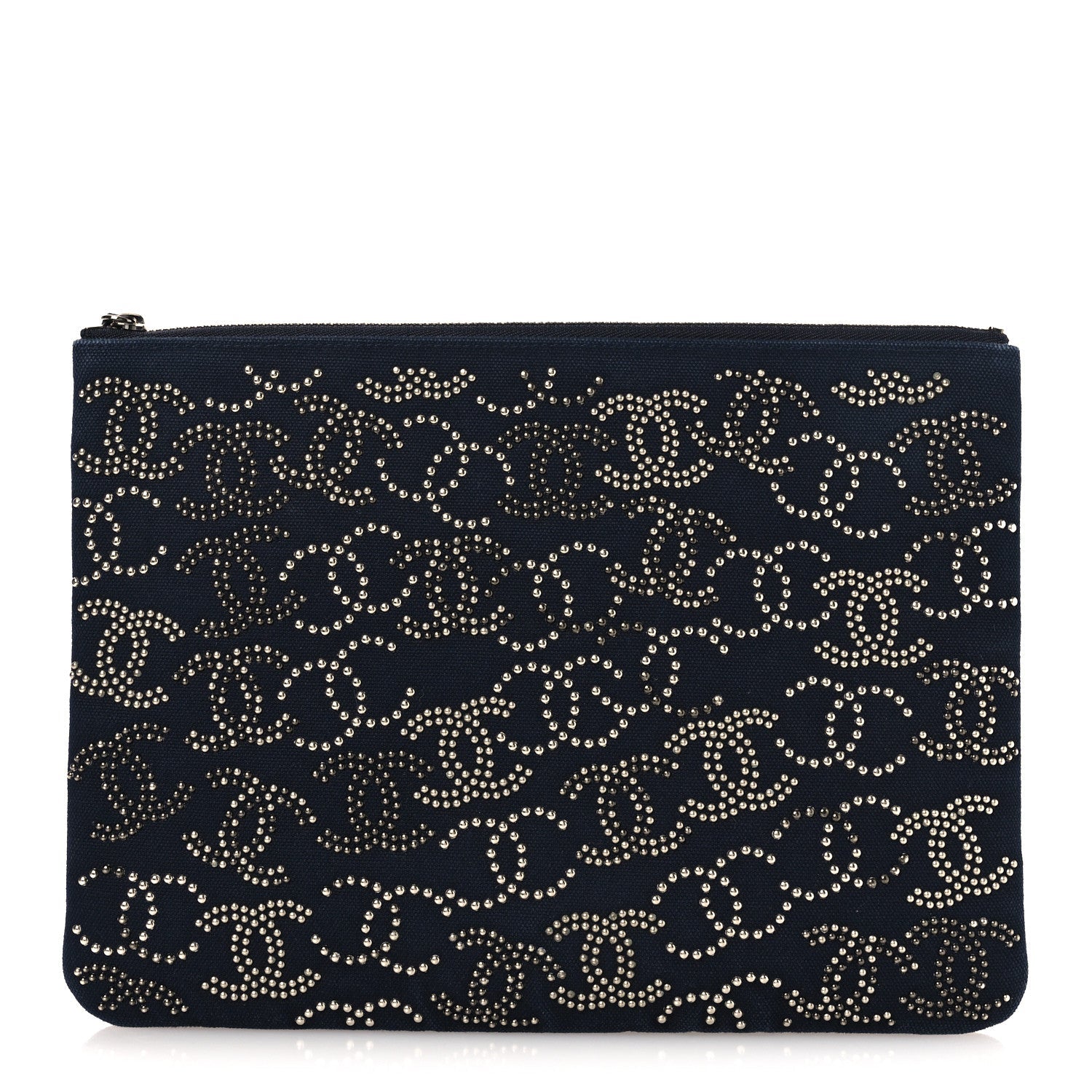 Canvas Studded CC Medium Cosmetic Pouch Navy