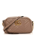 Gucci Calfskin Matelasse Small GG Marmont Chain Shoulder Bag Porcelain Rose