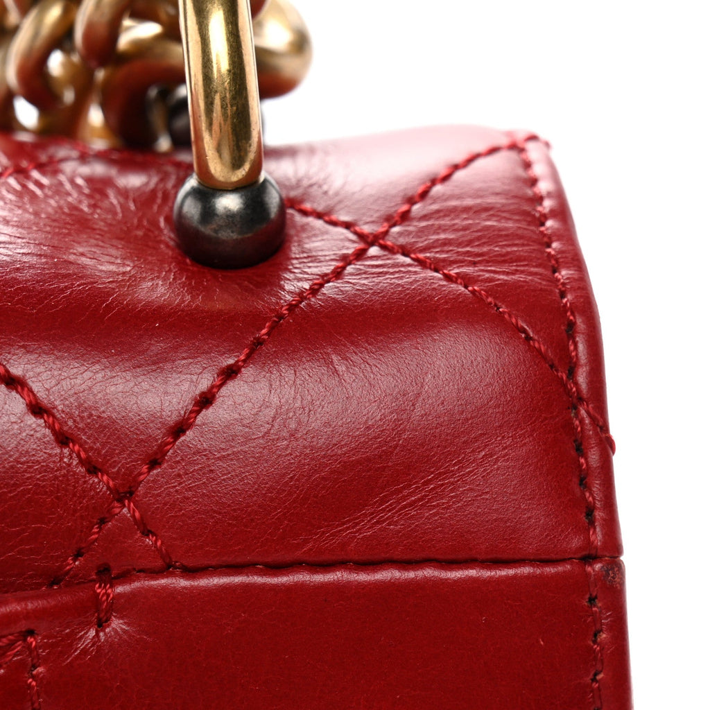 Chanel Iridescent Calfskin Quilted Small Straight Lined Flap Red