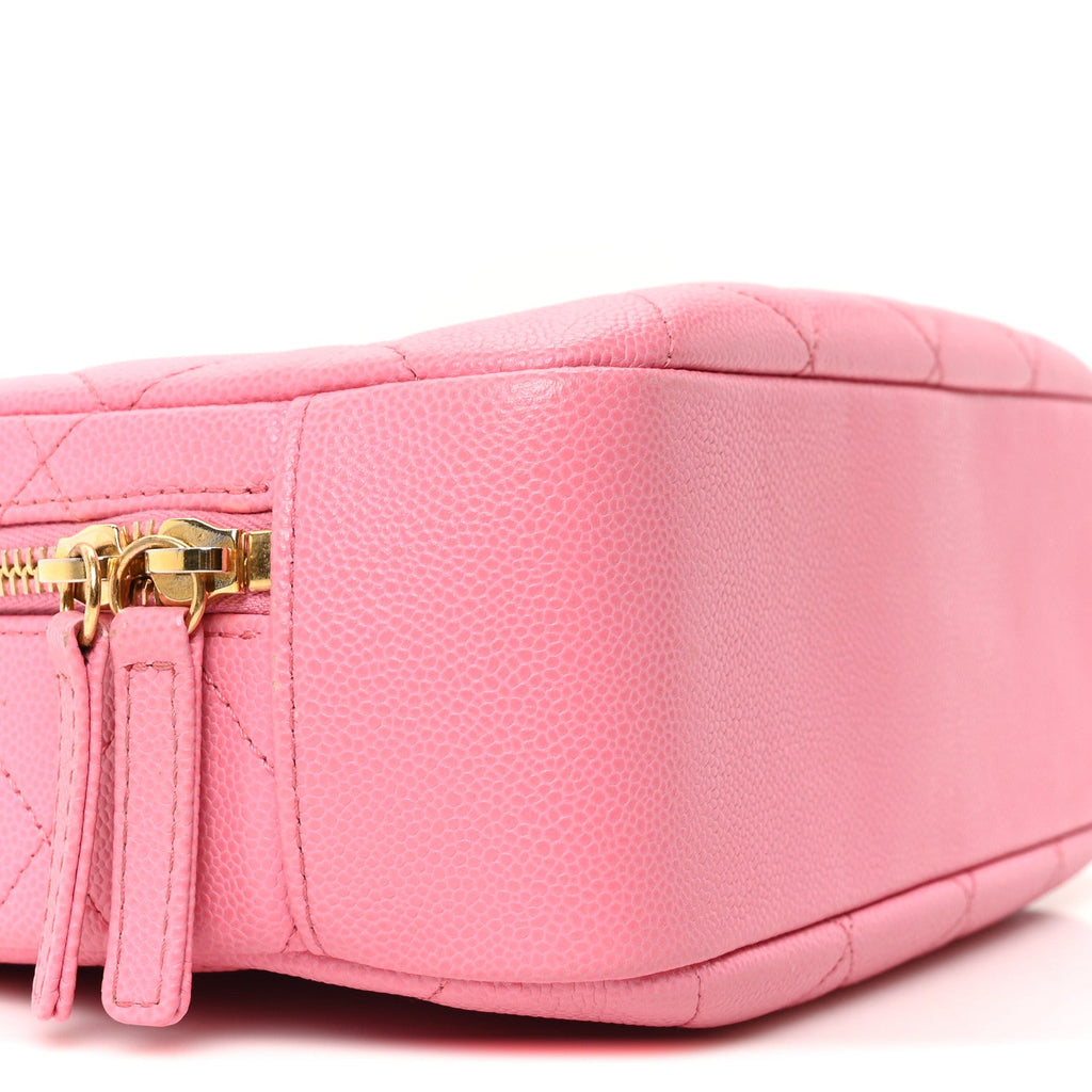 Chanel Caviar Quilted CC Small Top Handle Vanity Case Pink