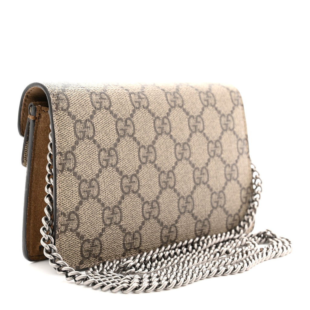 Gucci GG Supreme Monogram Super Mini Dionysus Shoulder Bag Taupe