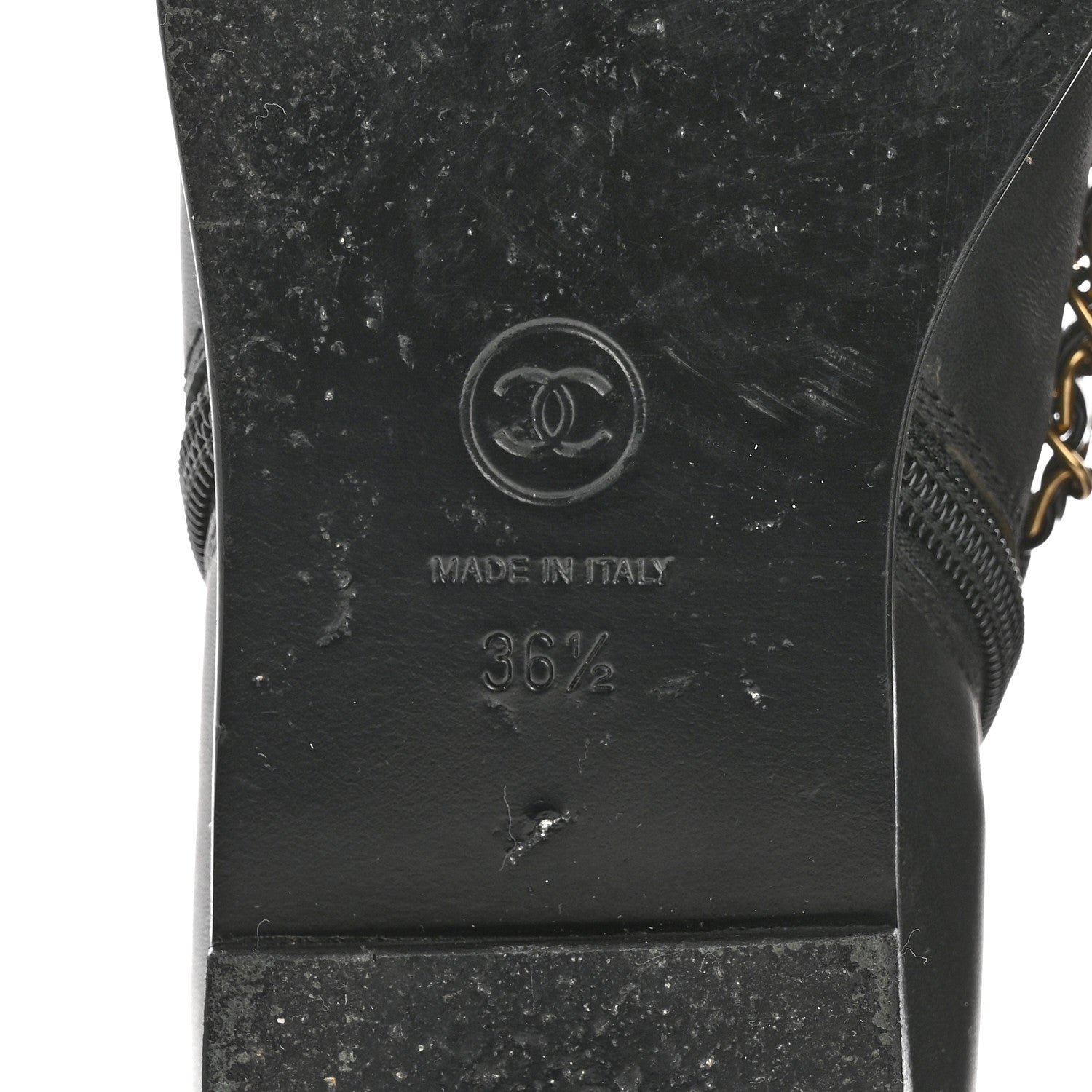 Calfskin Chain Lace Up Boots 36.5 Black