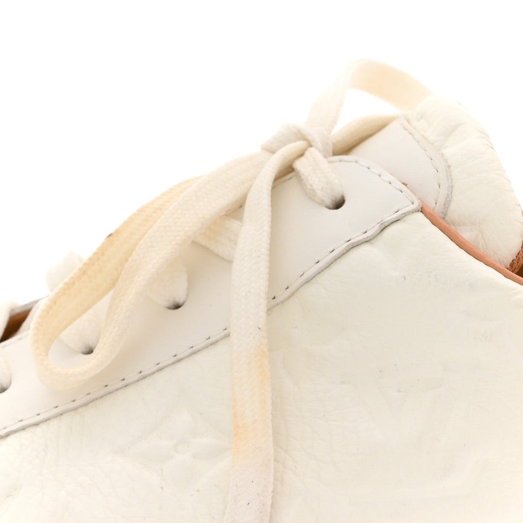 Louis Vuitton Grained Calfskin Embossed Monogram Mens Beverly Hills Sneakers 8.5 White