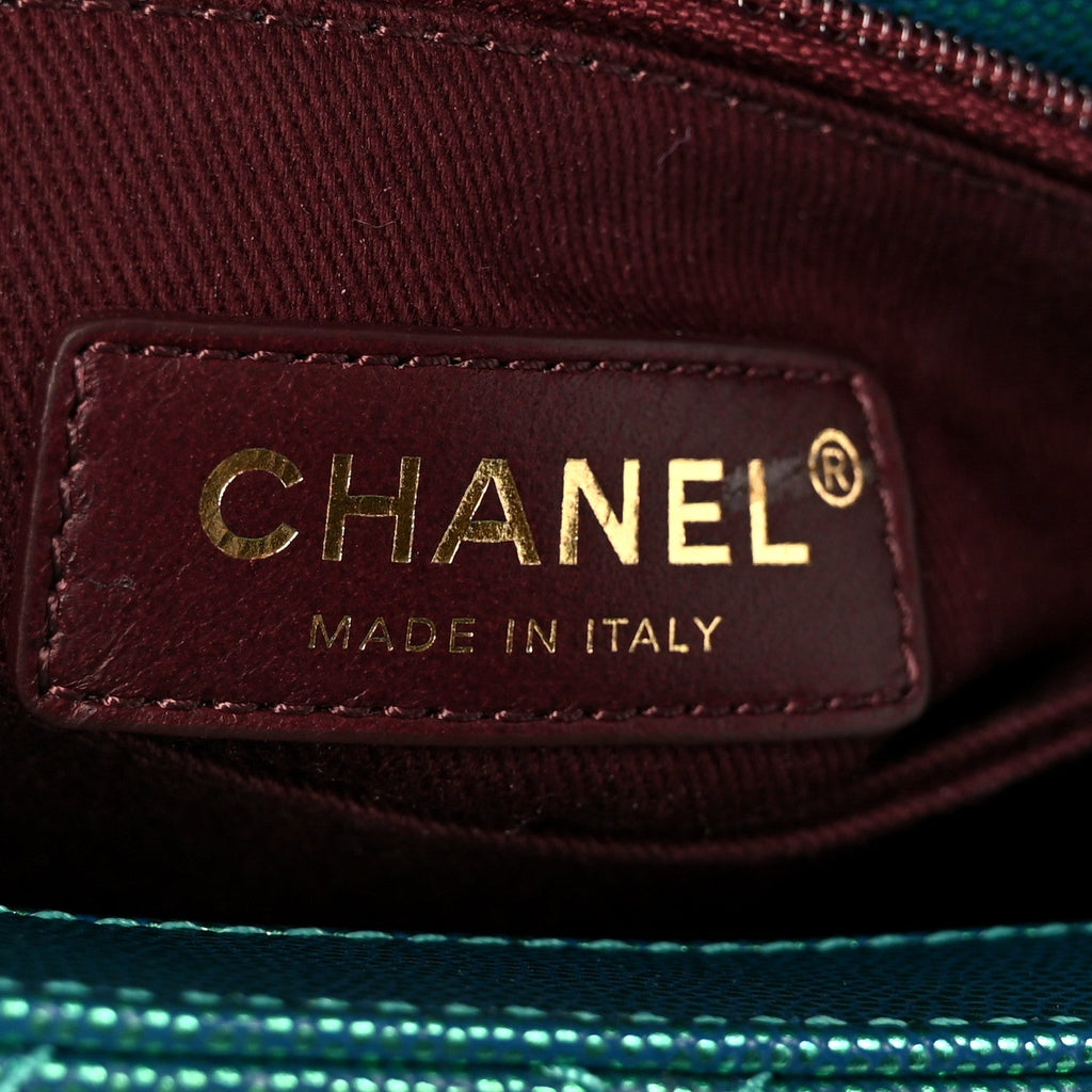 Chanel Metallic Caviar Quilted Mini Coco Handle Flap Blue