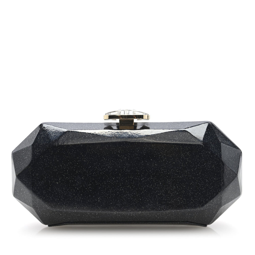 Chanel Glitter Vinyl Crystal Clutch Black