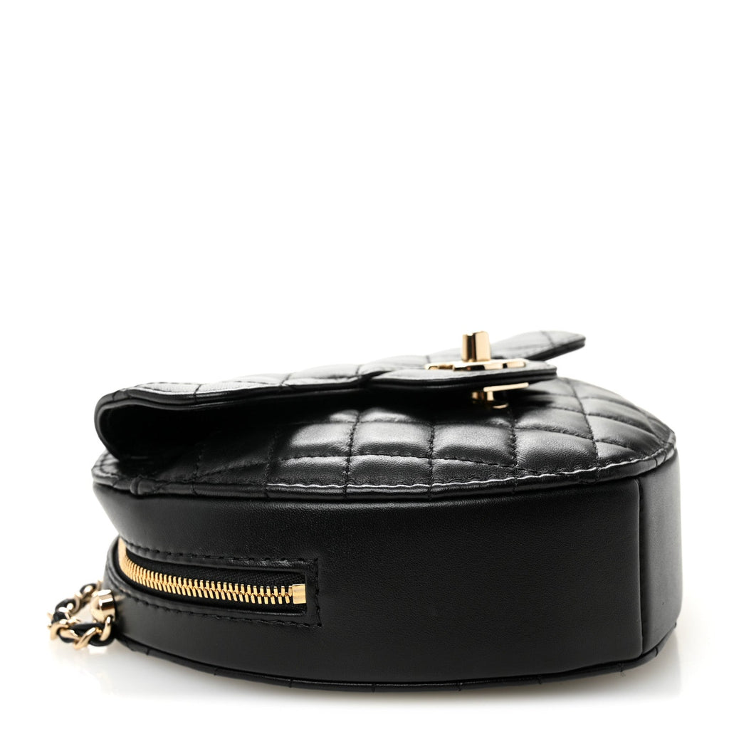 Chanel Lambskin Quilted CC In Love Heart Bag Black