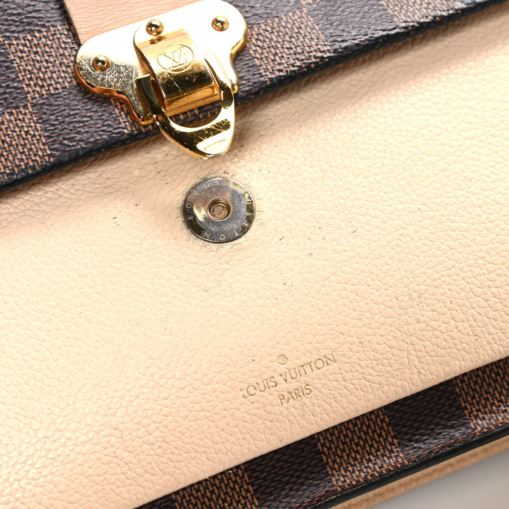 Louis Vuitton Damier Ebene Vavin Chain Wallet Creme
