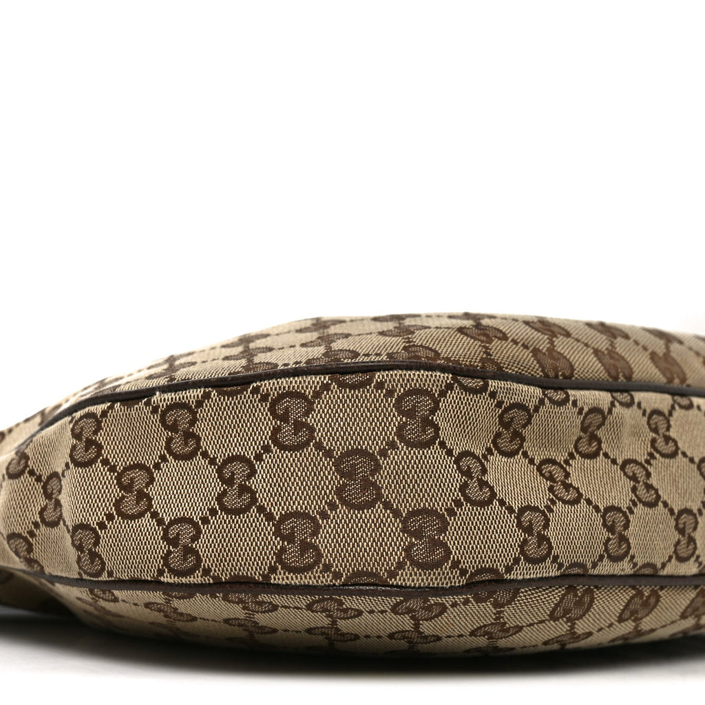 Gucci Monogram Web Medium Half Moon Hobo Dark Brown