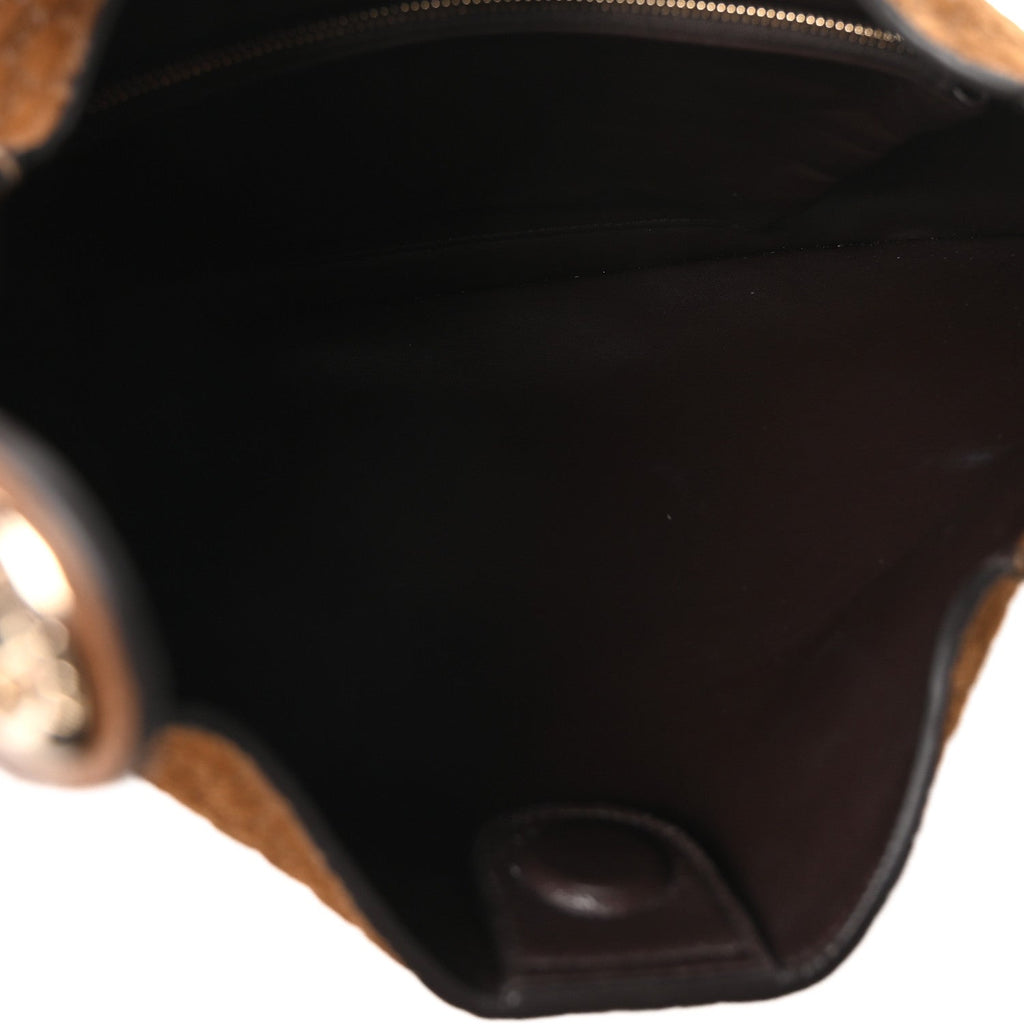 Gucci GG Suede B Medium Shoulder Bag Brown