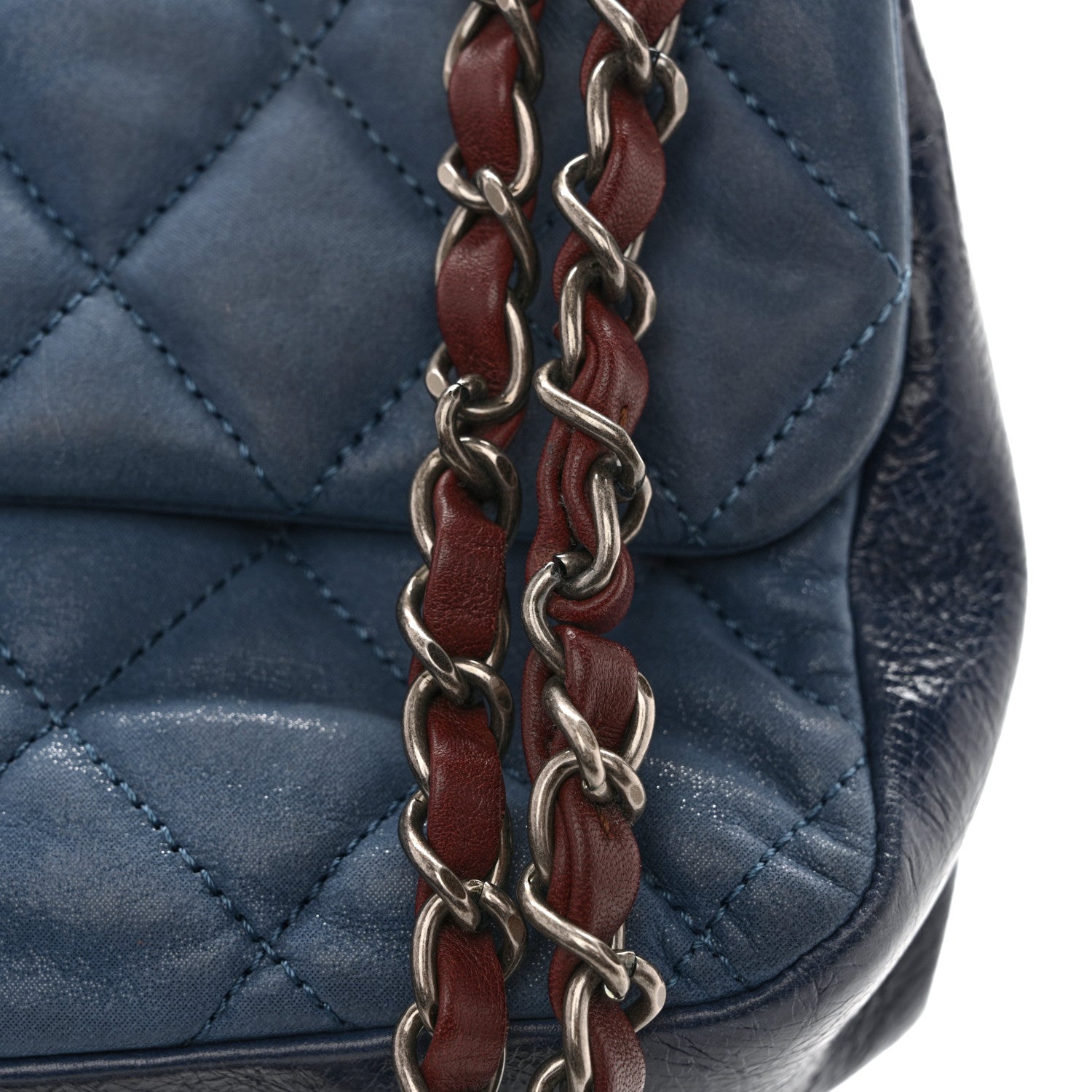 Chanel Iridescent Calfskin Medium In The Mix Flap Blue
