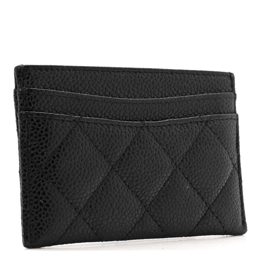 Caviar Quilted Card Holder Black