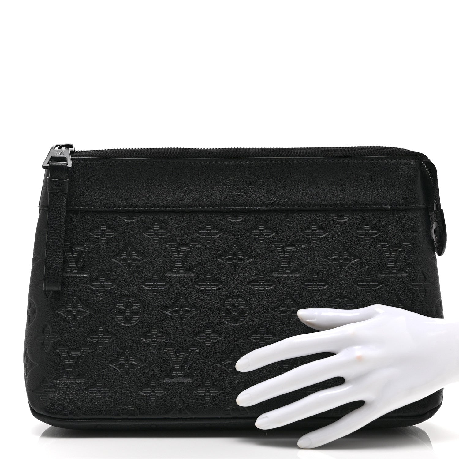 Louis Vuitton Shadow Calfskin Monogram Pochette Voyage Souple Black