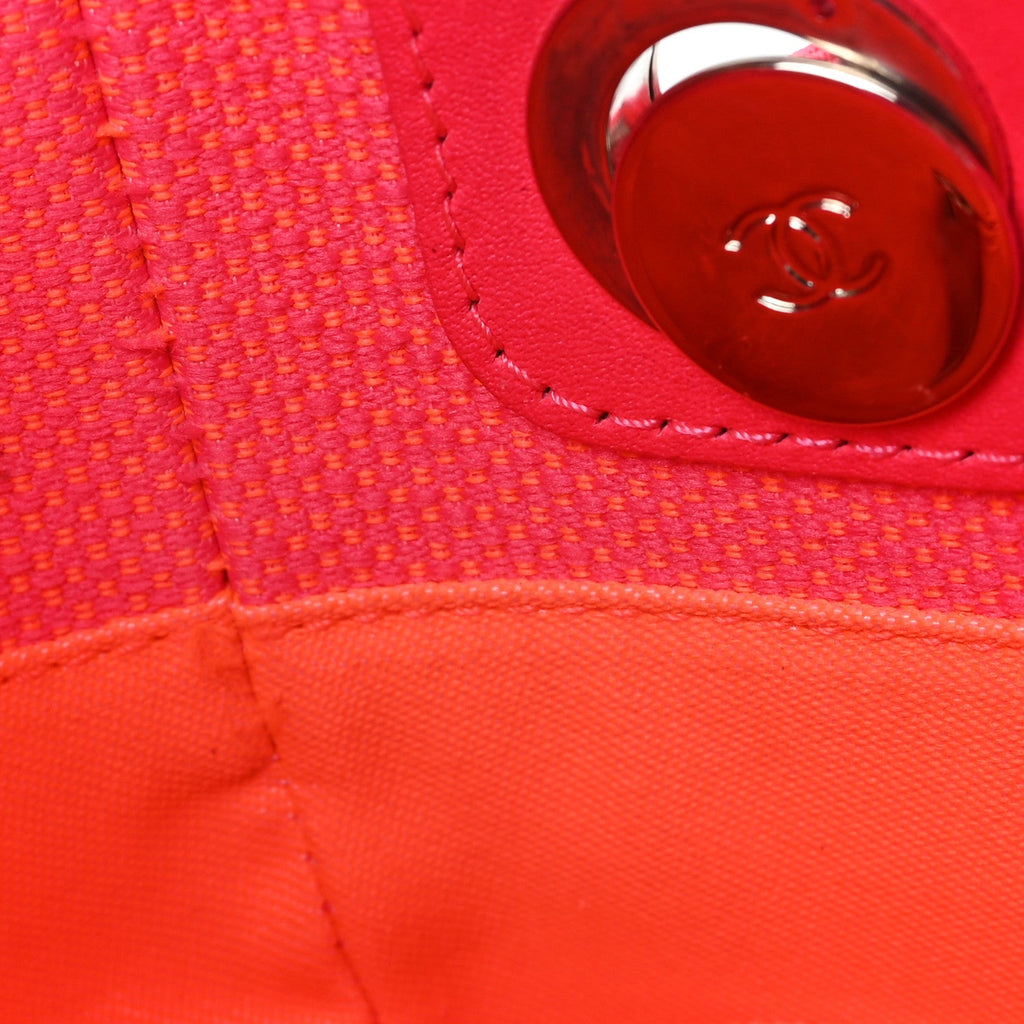 Chanel Canvas Mini Deauville Tote Pink Orange