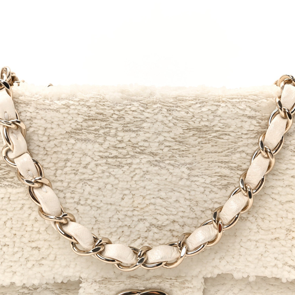 Chanel Sequin Small Single Flap White
